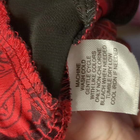 Linea Donatella Red and Black Satiny Slip Dress - Picture 12 of 13